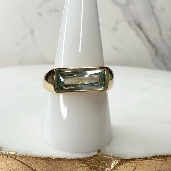 Bomb Party March Deco Goddess Aquamarine Ring RG41946 Size 10 NWT - Picture 2 of 6